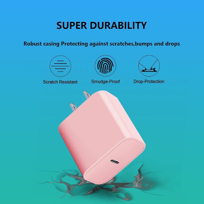 gvmkwejk USB-C Charger Block 3-Pack for Apple Watch iPhone 16 15 14 13 12 11, Type-C PD Fast Charging 20w Power Adapter Wall Charging Plug Cube for iPad 2025 2024 2022 2020, Pink - Image 4